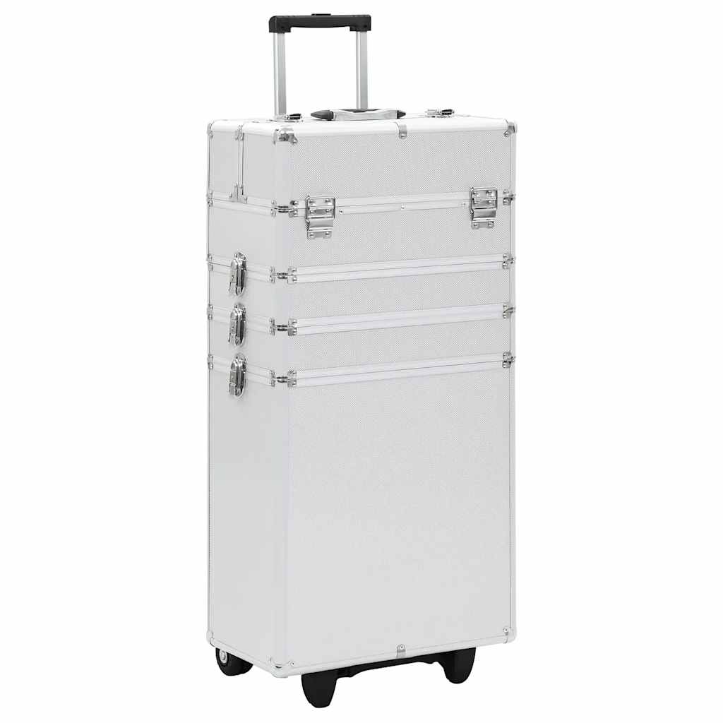 Vetonek Maletín trolley de maquillaje de aluminio plateado