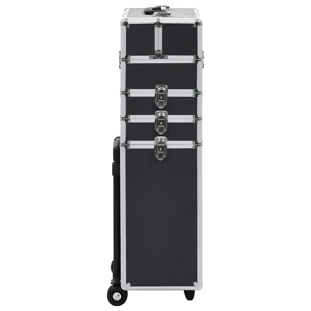 Maletín trolley de maquillaje de aluminio negro