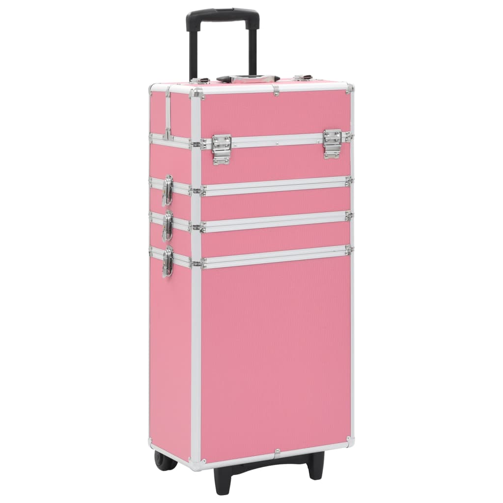 Vetonek Maletín trolley de maquillaje de aluminio rosa