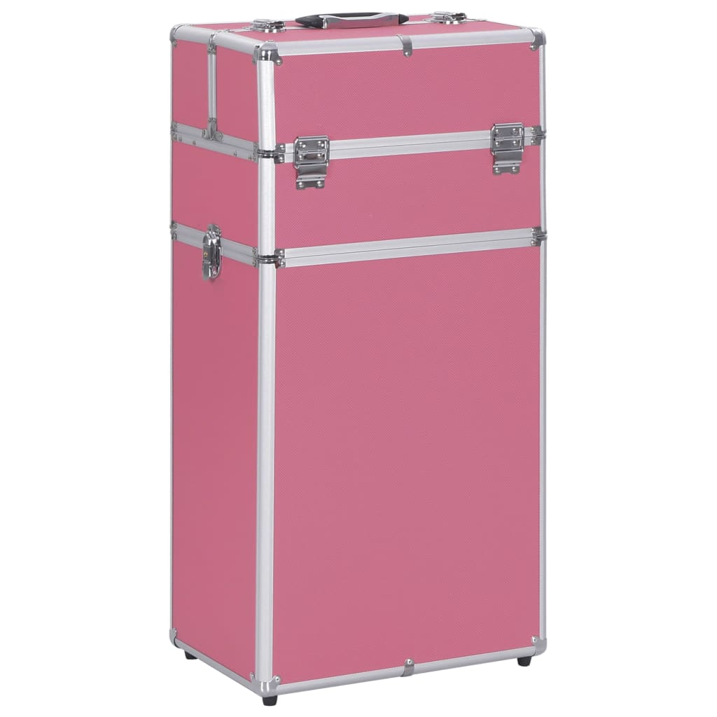 Vetonek Maletín trolley de maquillaje de aluminio rosa