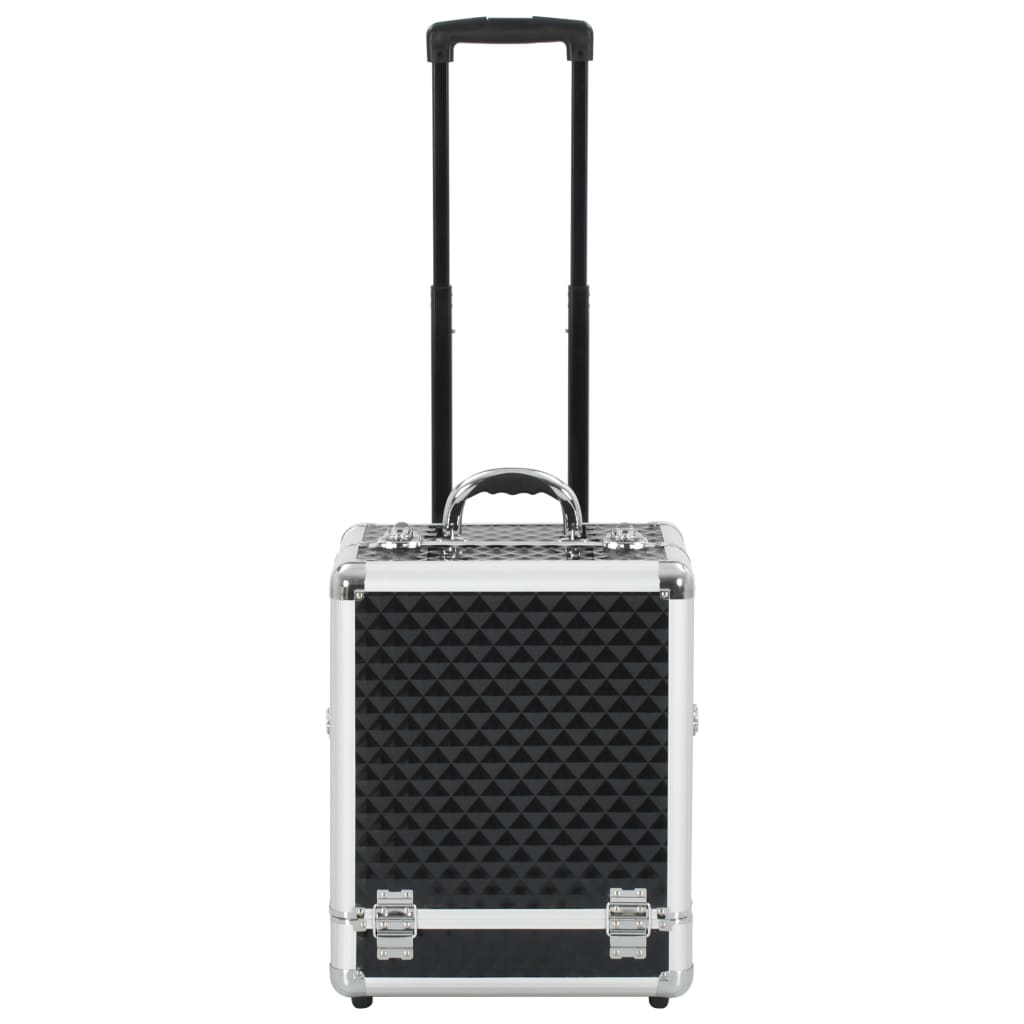 Trolley Trolley per trucco in alluminio nero 35x29x45 cm