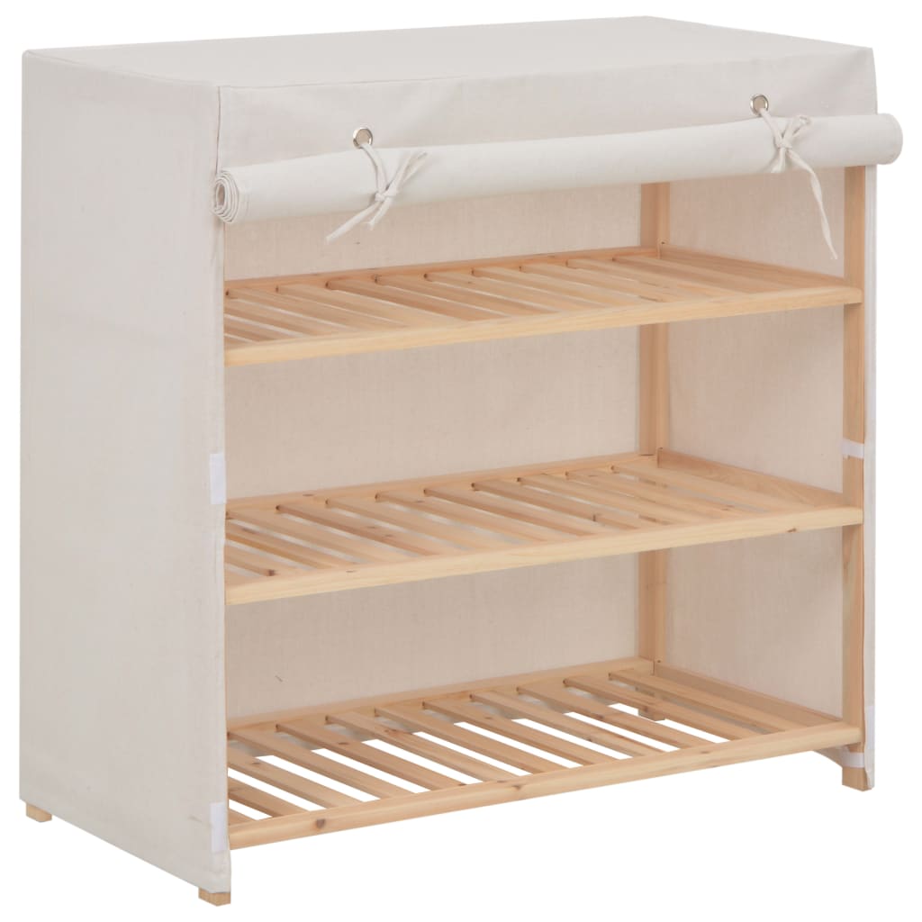 Vetonek Mueble zapatero con funda de tela blanco 79x40x80 cm