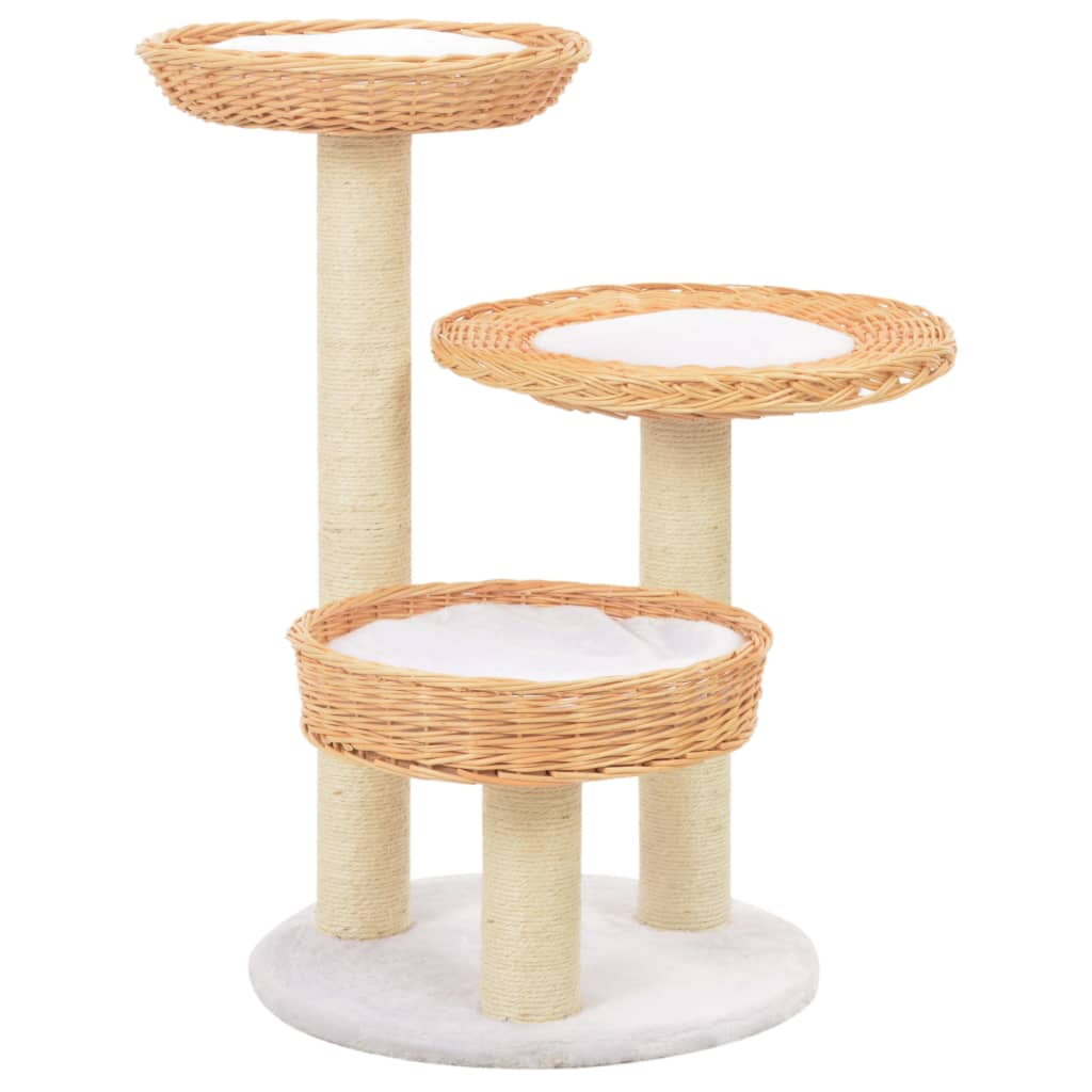 Vetonek Rascador para gatos con poste de sisal madera natural de sauce