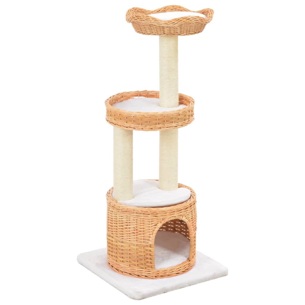 Vetonek Rascador para gatos con poste de sisal madera natural de sauce