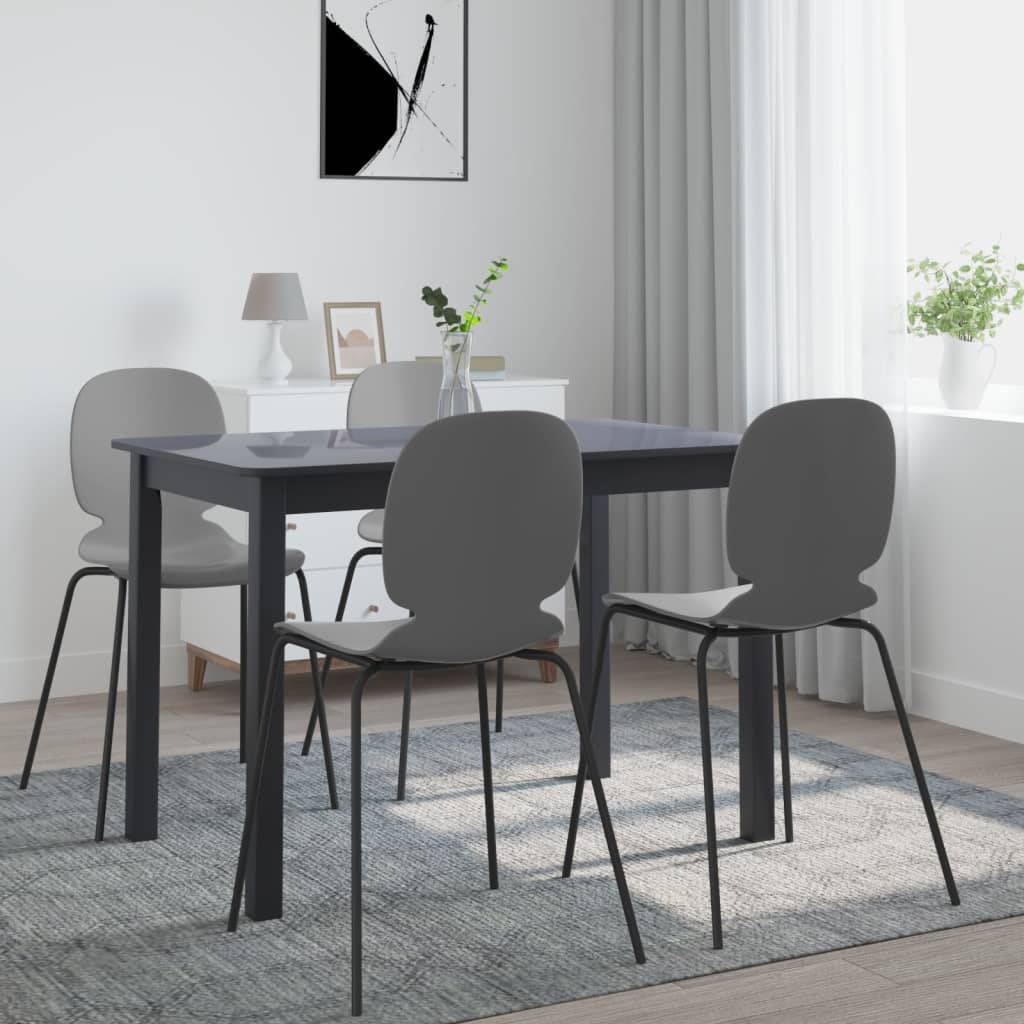 Vetonek Mesa de comedor de madera maciza de caucho negro 114x71x75 cm