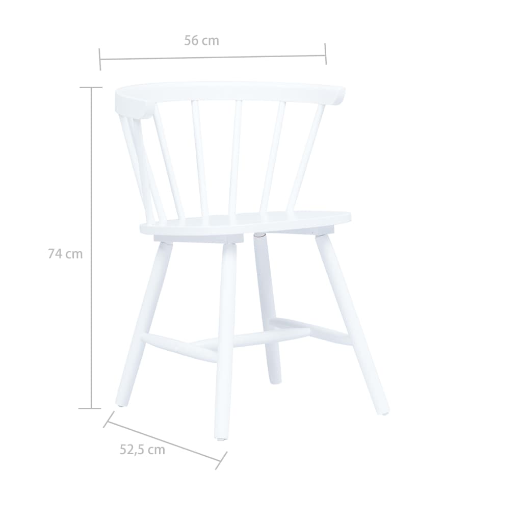 Dining chairs 2 units solid wood of white rubber