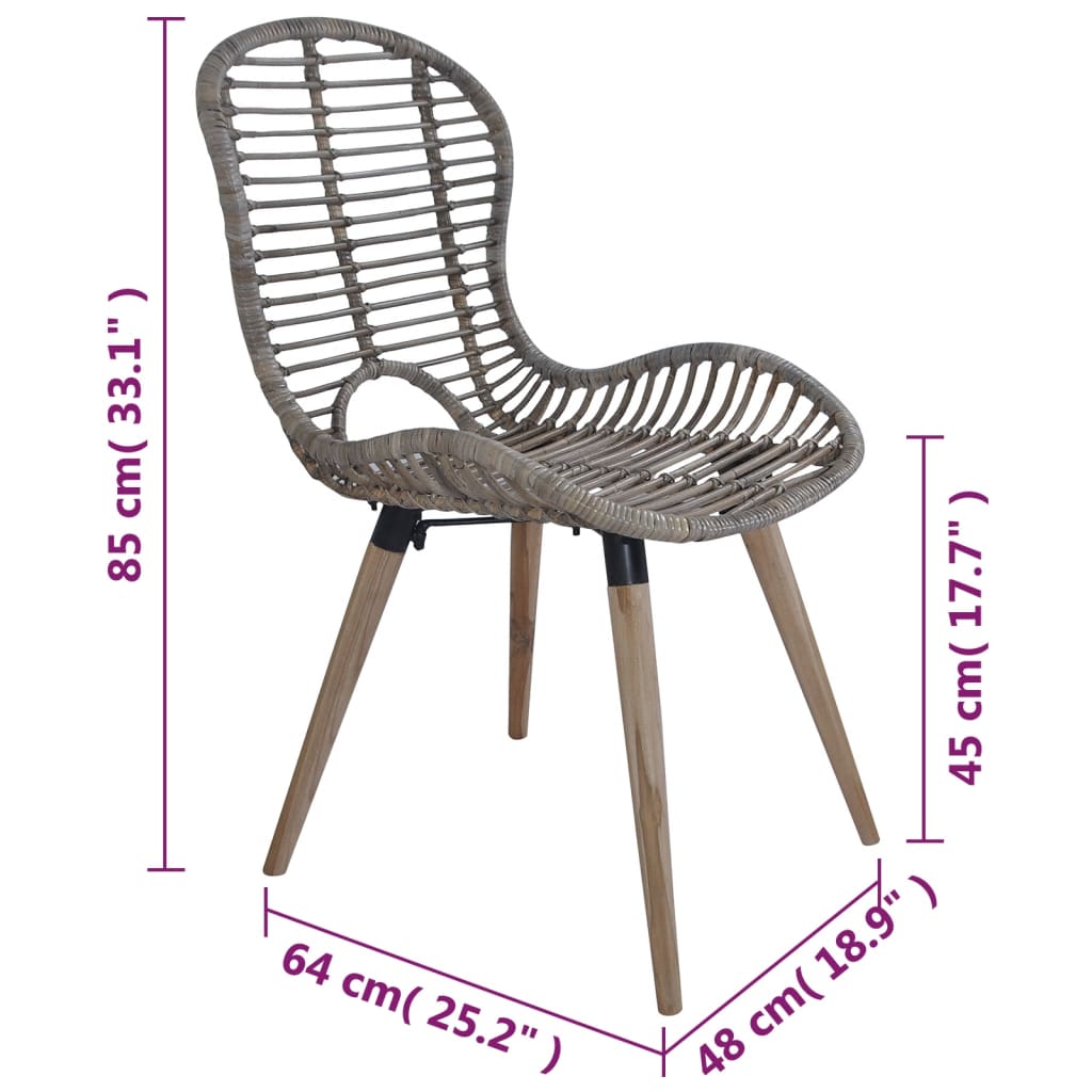 Sillas de comedor 6 unidades ratán natural marrón vidaXL