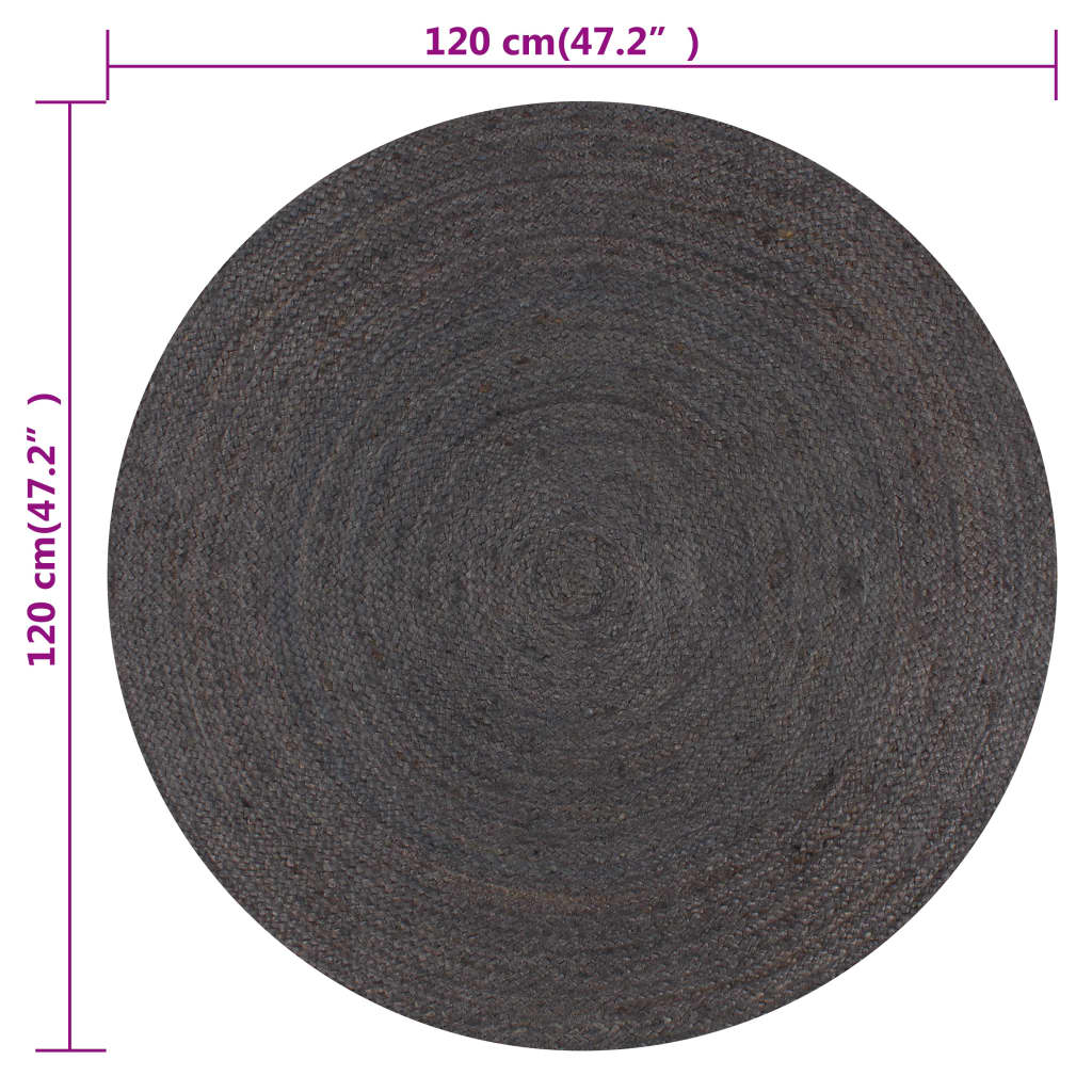 Catifa de juta rodona grisa de 120 cm