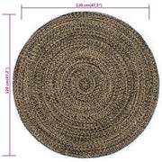 Tapis fait main en jute noir et naturel 120 cm V3652 Vetonek