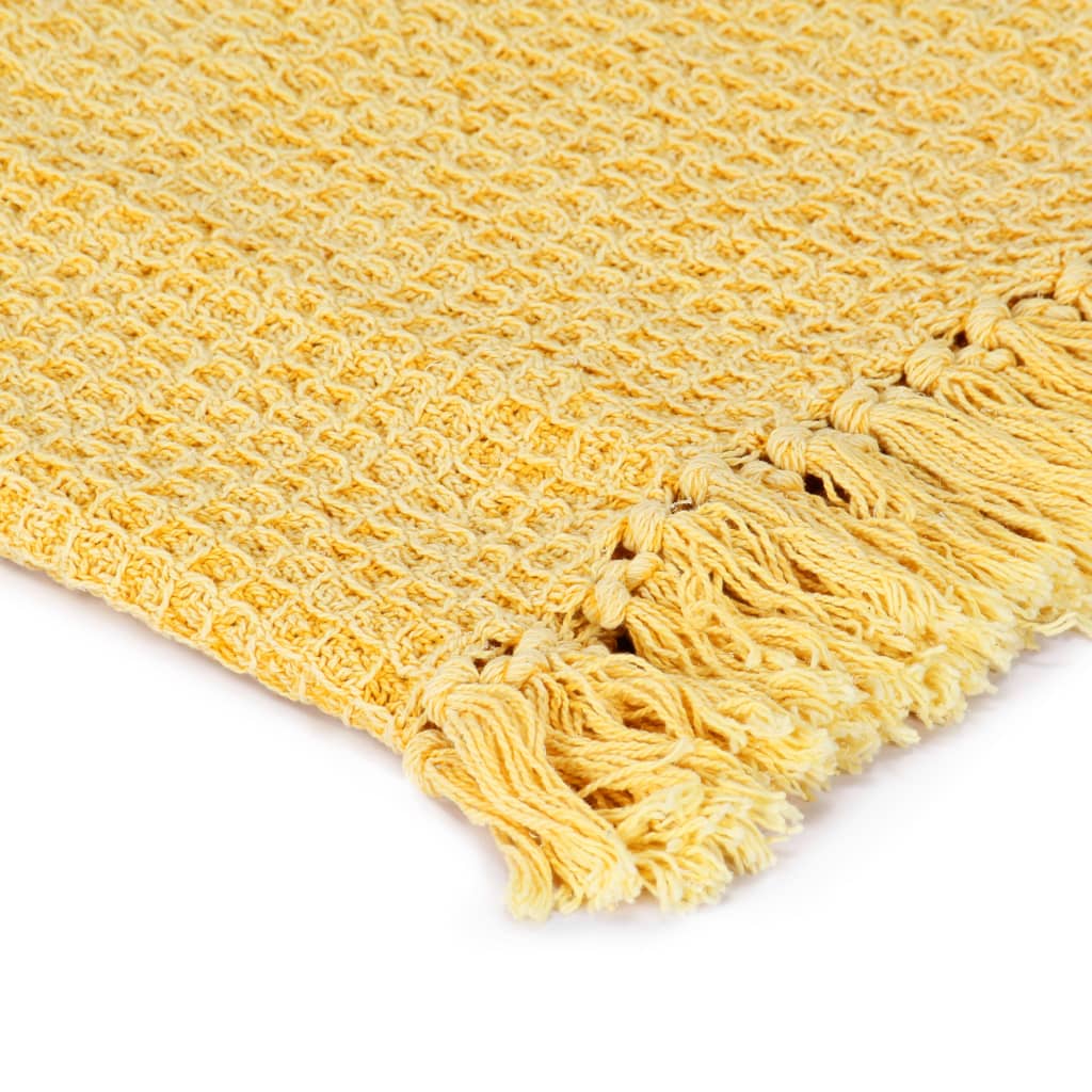 Yellow cotton blanket Mustard 160x210 cm