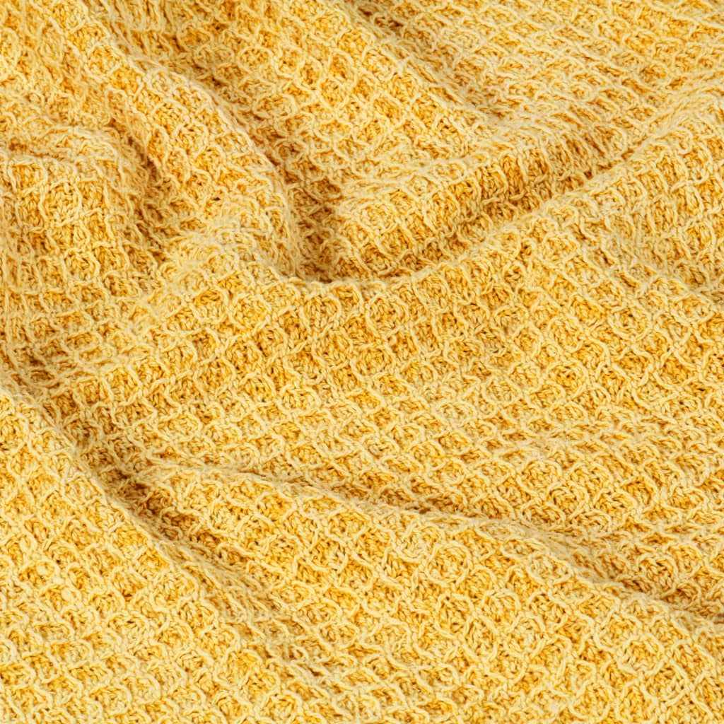 Mustard yellow cotton blanket 220x250 cm