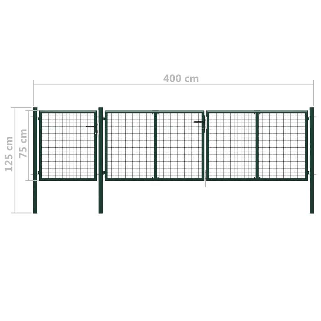 400x75 cm Green Steel Garden Door