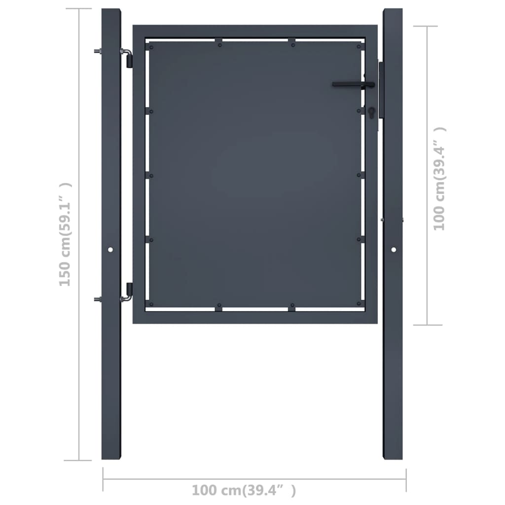 Puerta de jardín de acero gris antracita 100x100 cm vidaXL