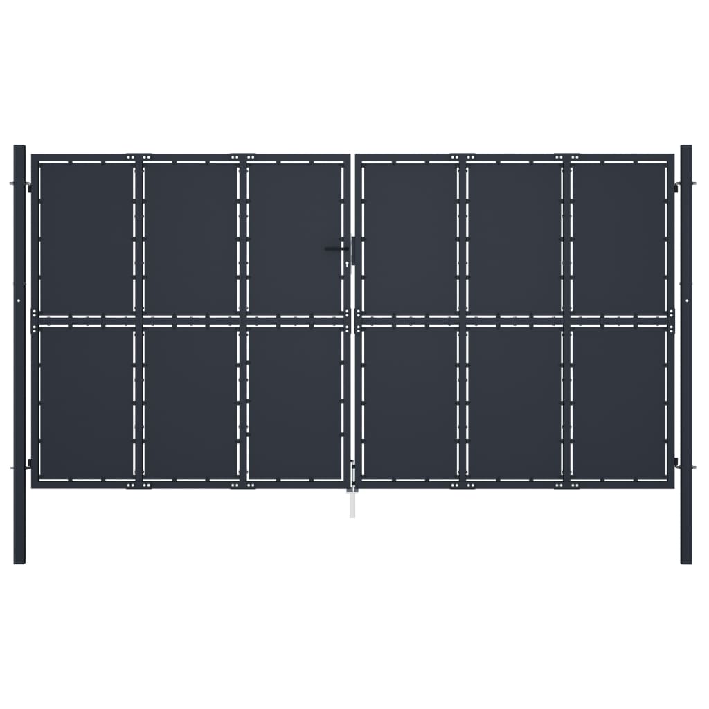 Vetonek Puerta de jardín de acero gris antracita 400x200 cm