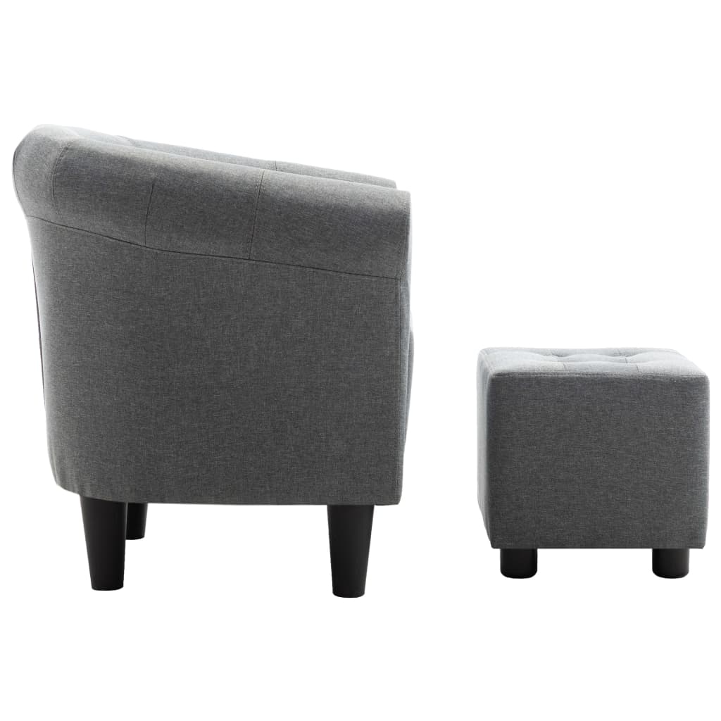 Set de sillón con taburete reposapiés 2 piezas tela gris claro vidaXL