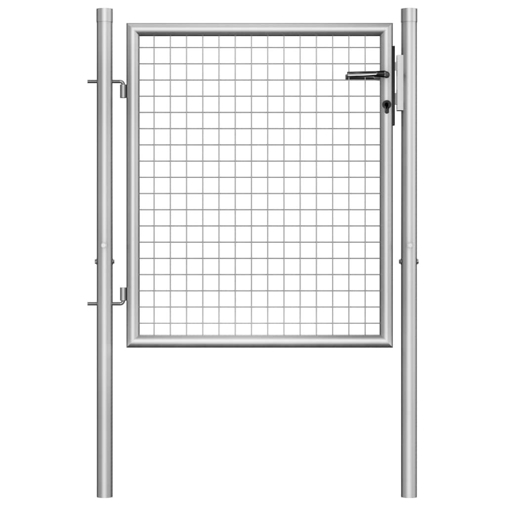 Vetonek Puerta de jardín acero galvanizado plateado 105x125 cm