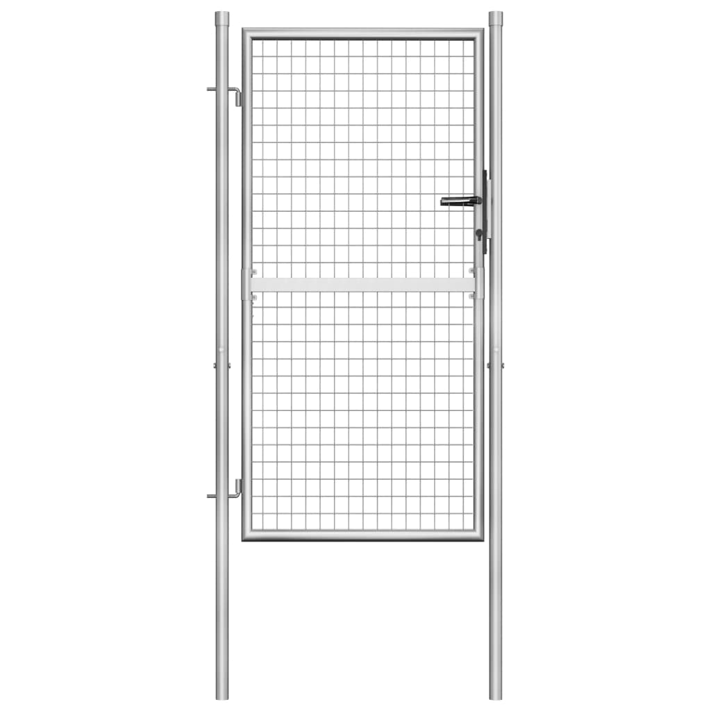 Vetonek Puerta de jardín acero galvanizado plateado 105x200 cm