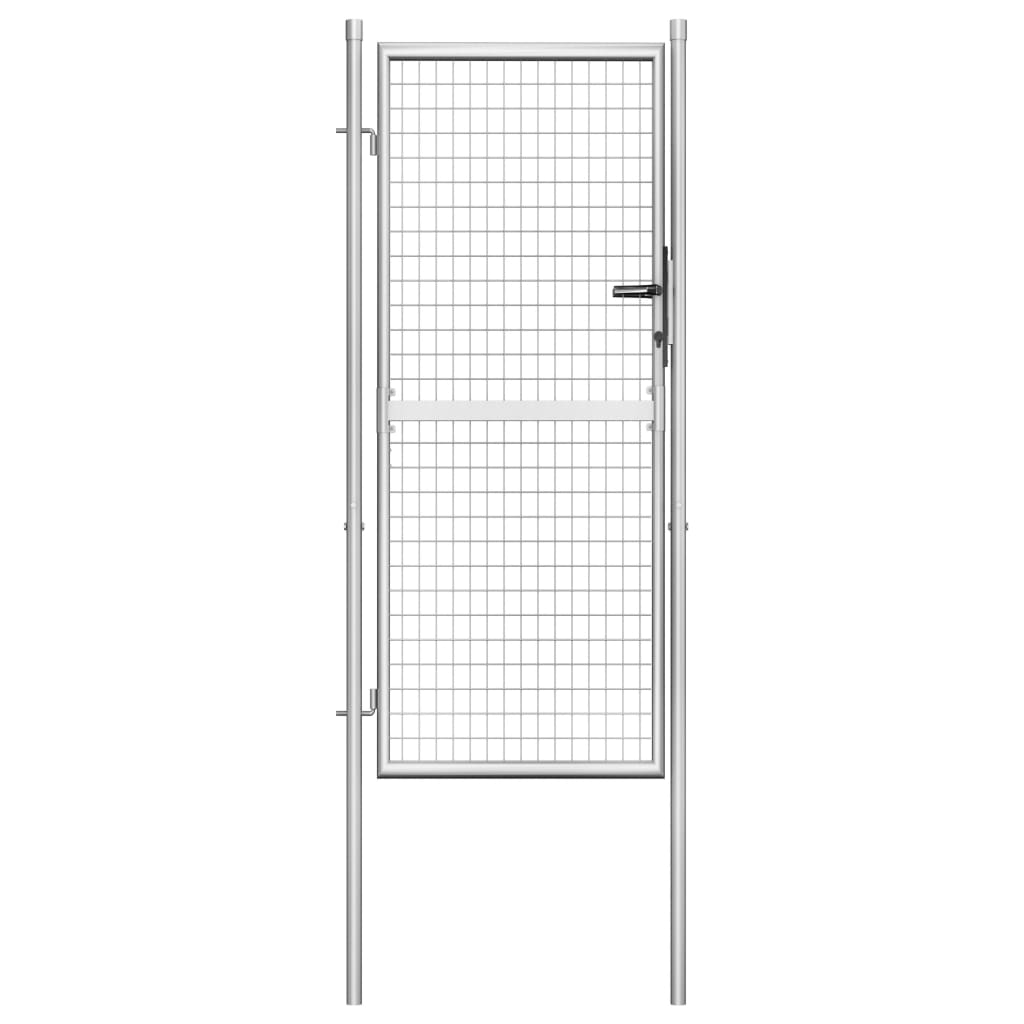 Vetonek Puerta de jardín acero galvanizado plateado 105x225 cm