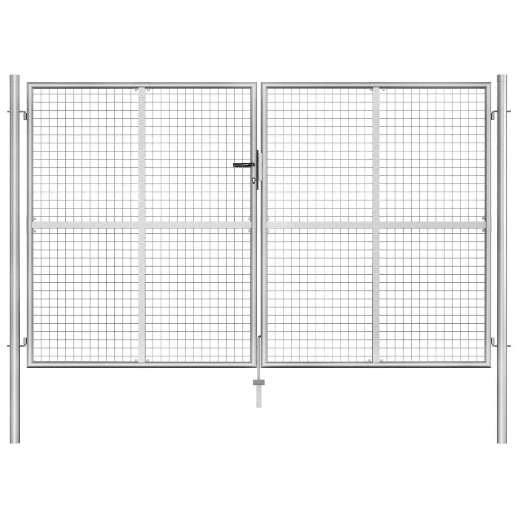 Vetonek Puerta de jardín de acero galvanizado plateado 306x200 cm