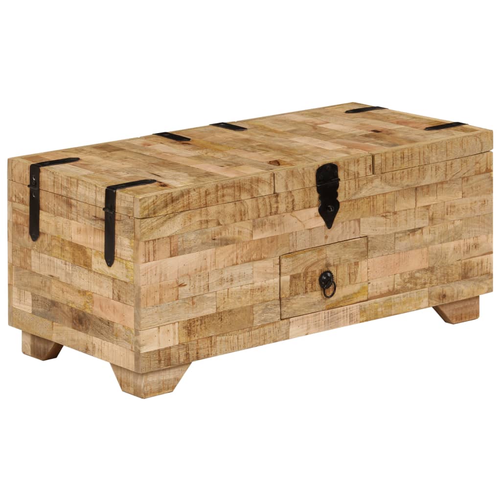 Mesa de centro de madera maciza de mango 80x40x35 cm