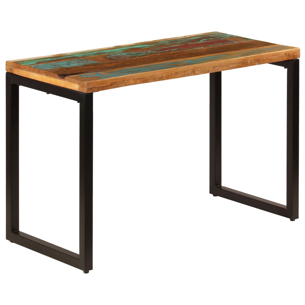 Vetonek Mesa de comedor de madera maciza reciclada y acero 115x55x76 cm