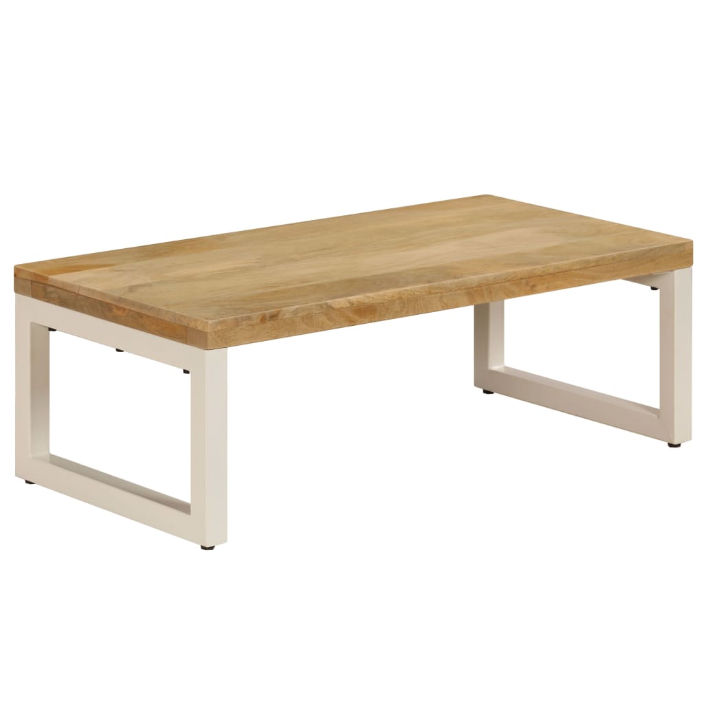 Vetonek Mesa de centro madera maciza de mango y acero 100x50x35 cm