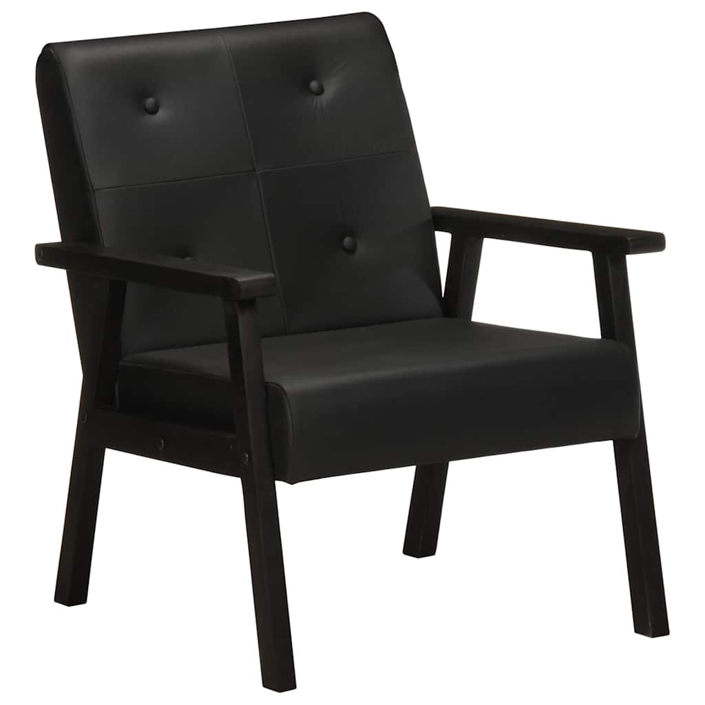 Vetonek Sillón de cuero auténtico negro