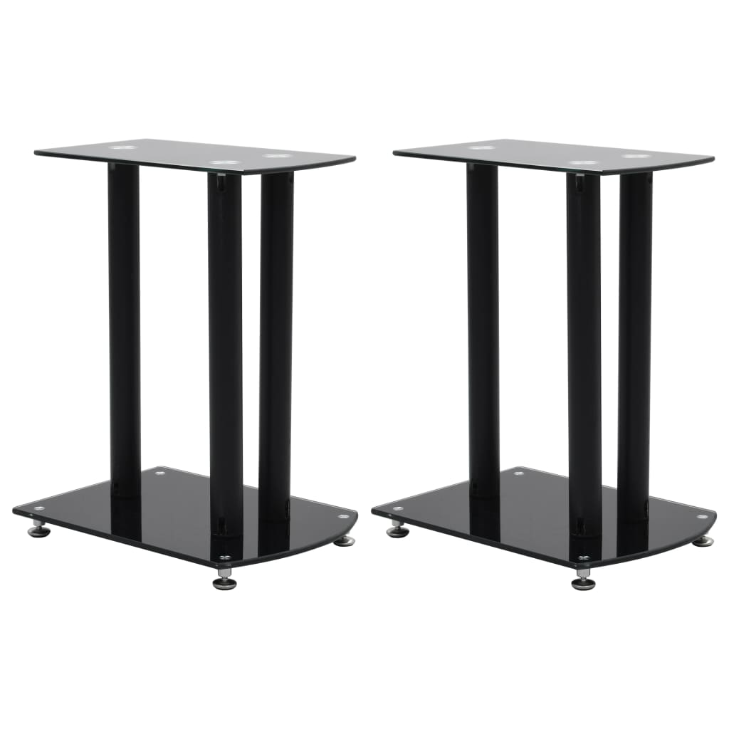 Vetonek Soportes para altavoz aluminio 2 uds negro vidrio de seguridad