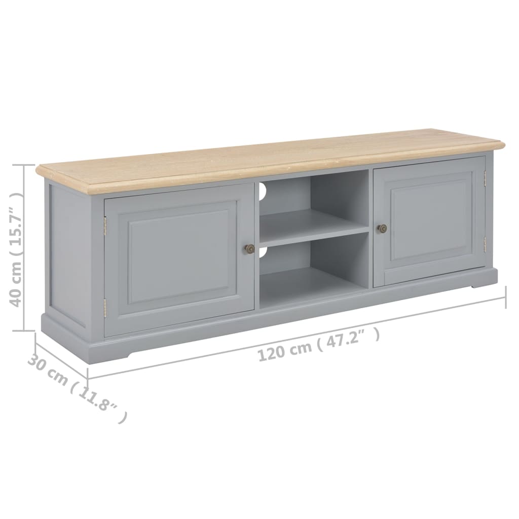 Mueble para TV de madera gris 120x30x40 cm