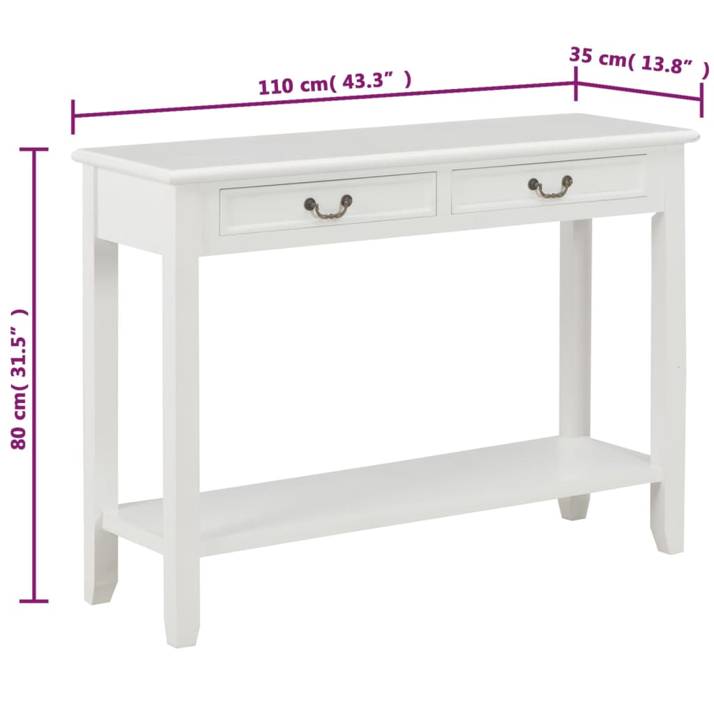 Console de madeira preta Tabela 110x35x80 cm