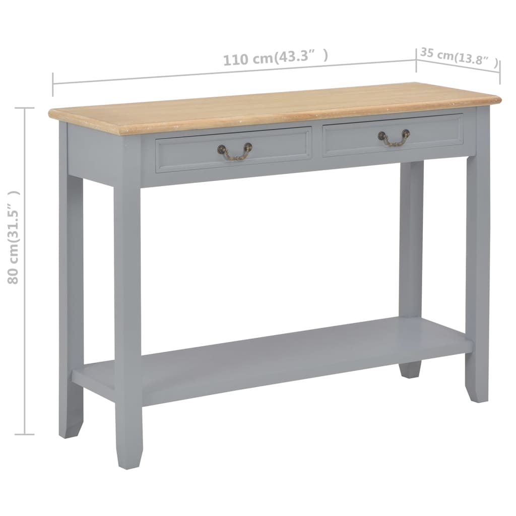 Mesa consola de madera gris 110x35x80 cm - Vetonek