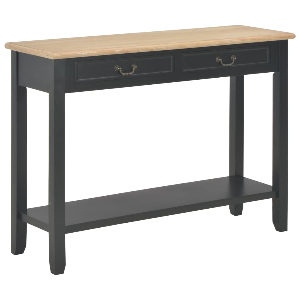 Vetonek Mesa consola de madera negro 110x35x80 cm