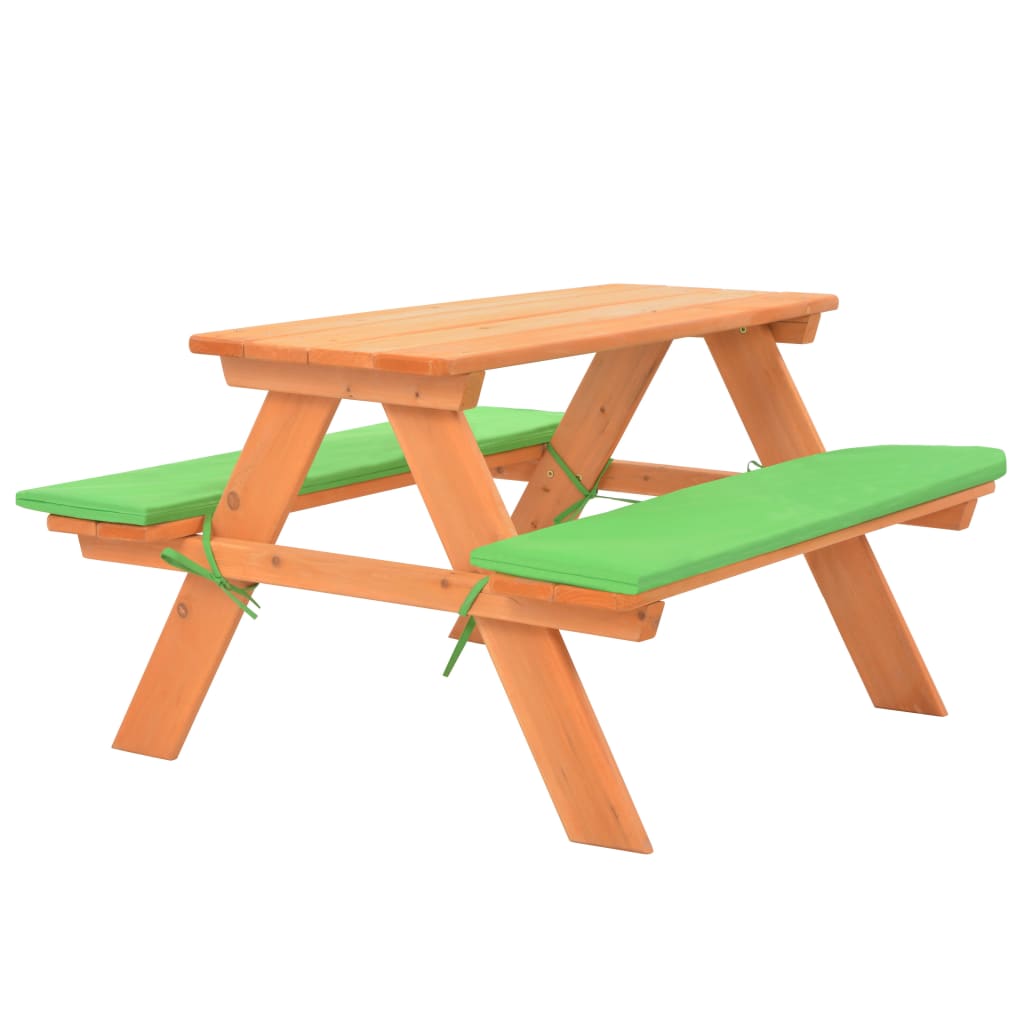 Table de pique-nique pour enfants avec bancs en bois de sapin 89x79x50 cm v2494 Vetonek