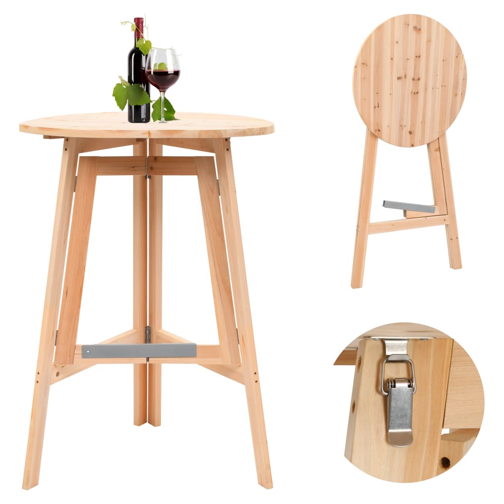 Vetonek Mesa de bar plegable de madera de abeto 78 cm