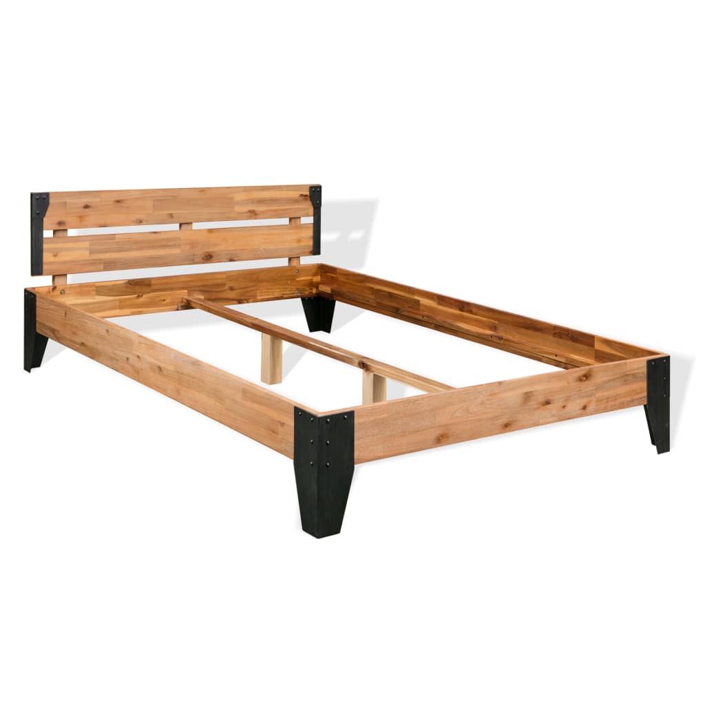 Vetonek Estructura de cama sin colchón madera acacia acero 152x203 cm