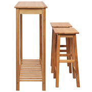 Set de mesa y sillas de bar 3 piezas madera maciza de roble - Vetonek