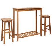 Set de mesa y sillas de bar 3 piezas madera maciza de roble - Vetonek