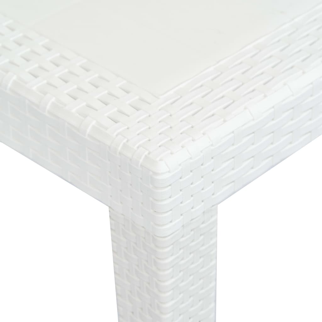 Mesa de jardín plástico aspecto de ratán blanco 150x90x72 cm vidaXL