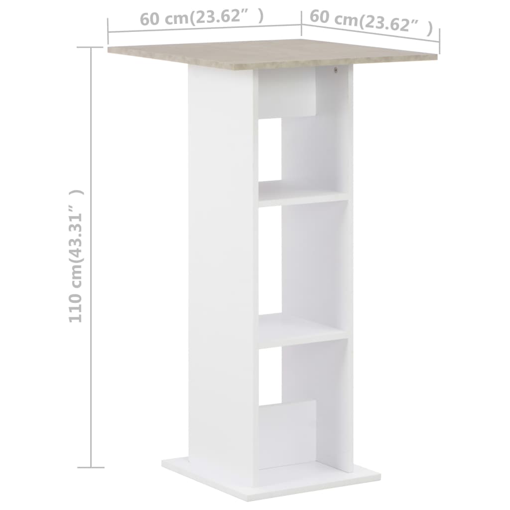 Béton de table blanc et gris haut 60x60x110 cm