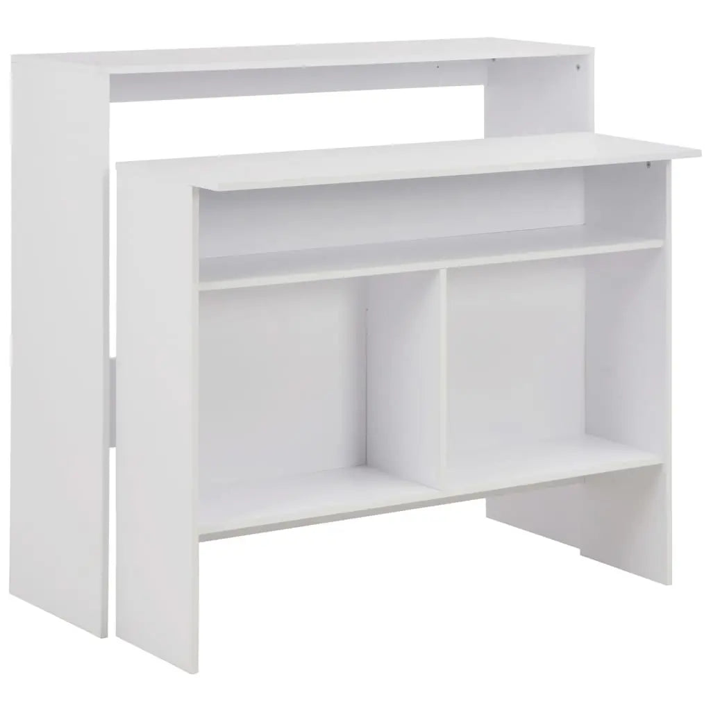 Vetonek Mesa de bar con 2 tableros blanca 130x40x120 cm