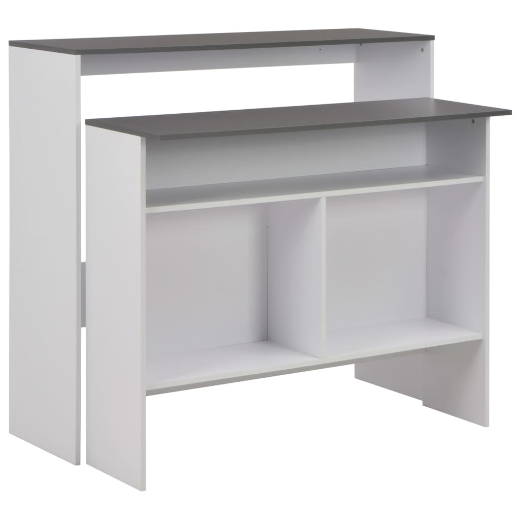 Vetonek Mesa de bar con 2 tableros blanco y gris 130x40x120 cm