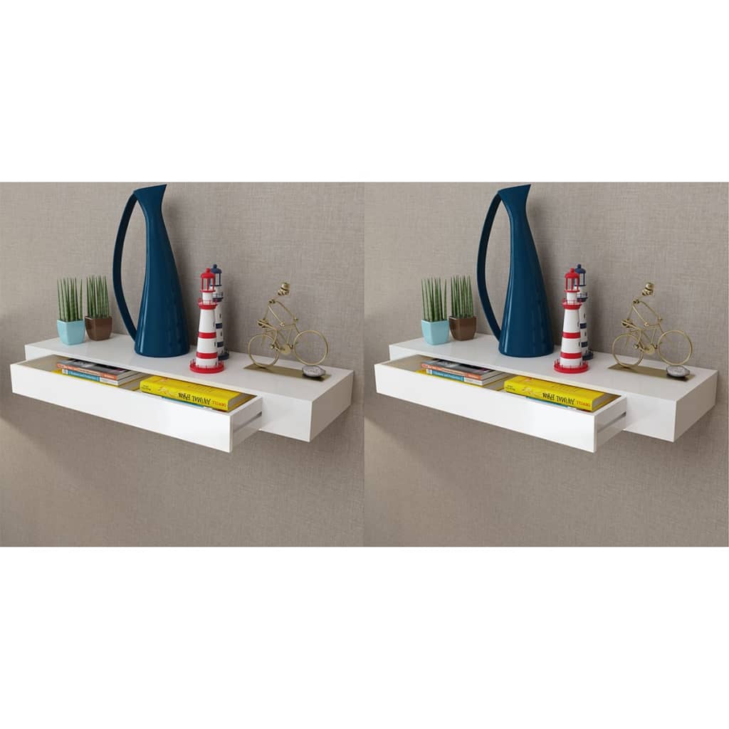 Vetonek Estantes de pared flotantes con cajones 2 uds blanco 80 cm