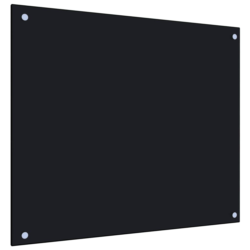 Vetonek Protección salpicaduras cocina vidrio templado negro 70x60 cm