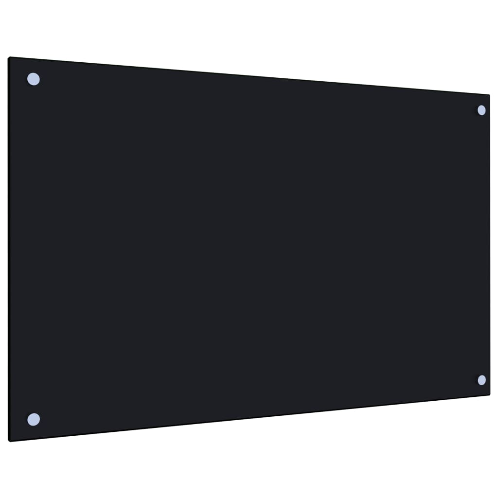 Vetonek Protección salpicaduras cocina vidrio templado negro 80x50 cm