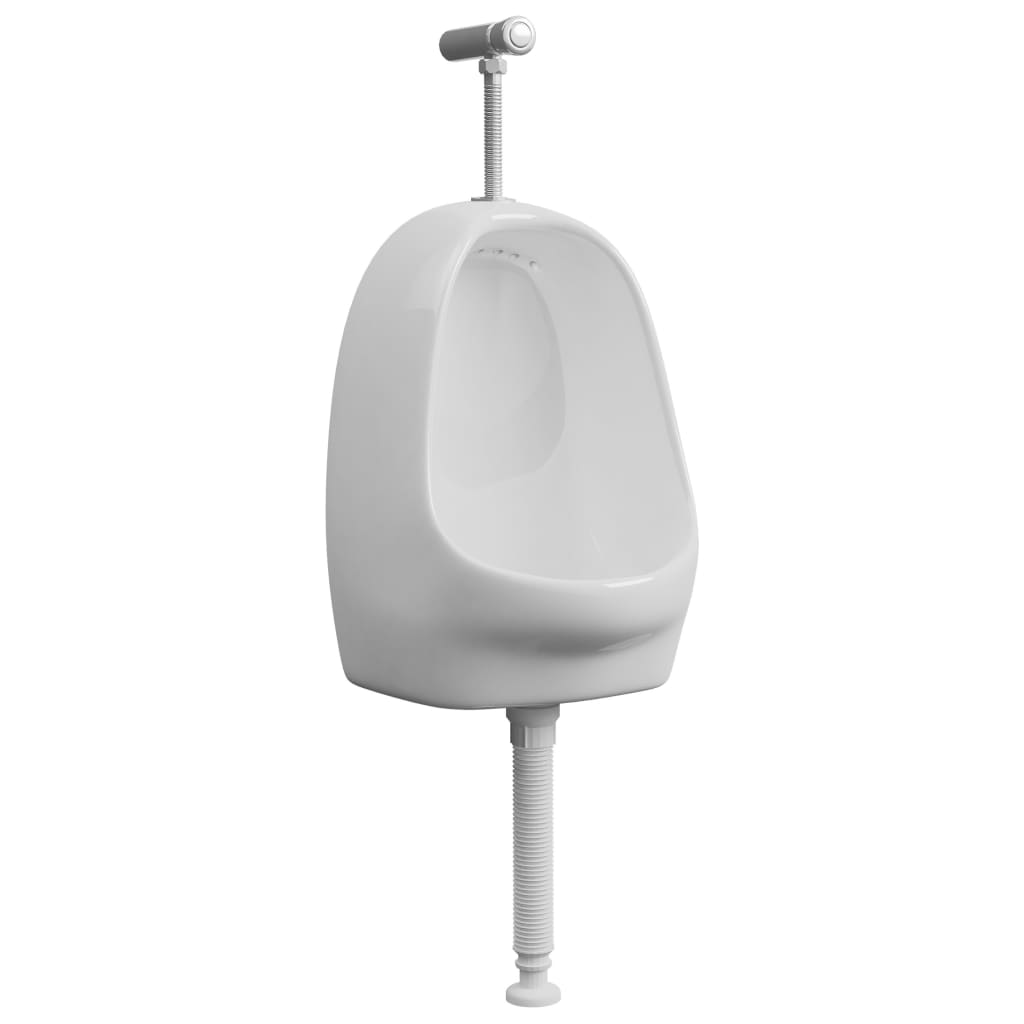 Urinario de pared con válvula de descarga cerámica blanco vidaXL