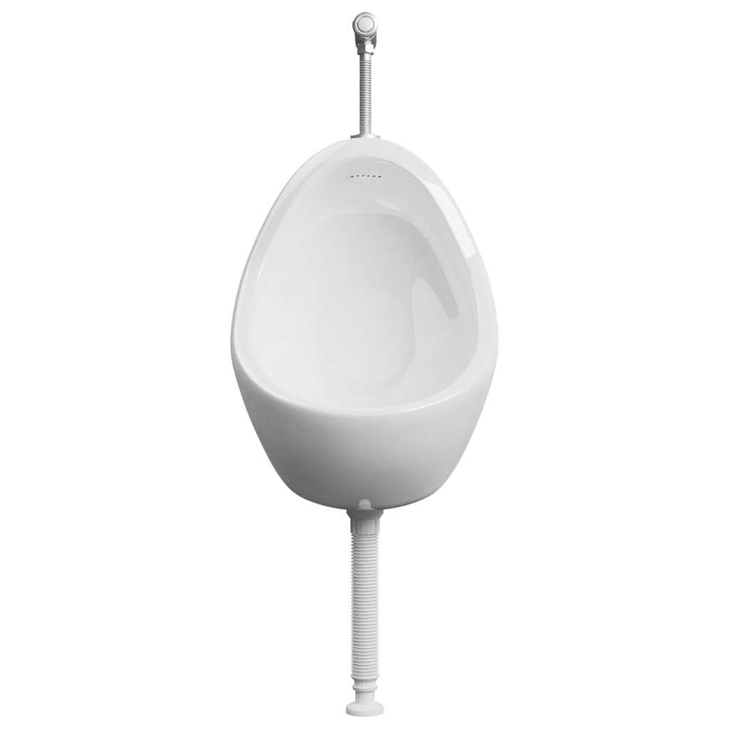 Urinario de pared con válvula de descarga cerámica blanco vidaXL