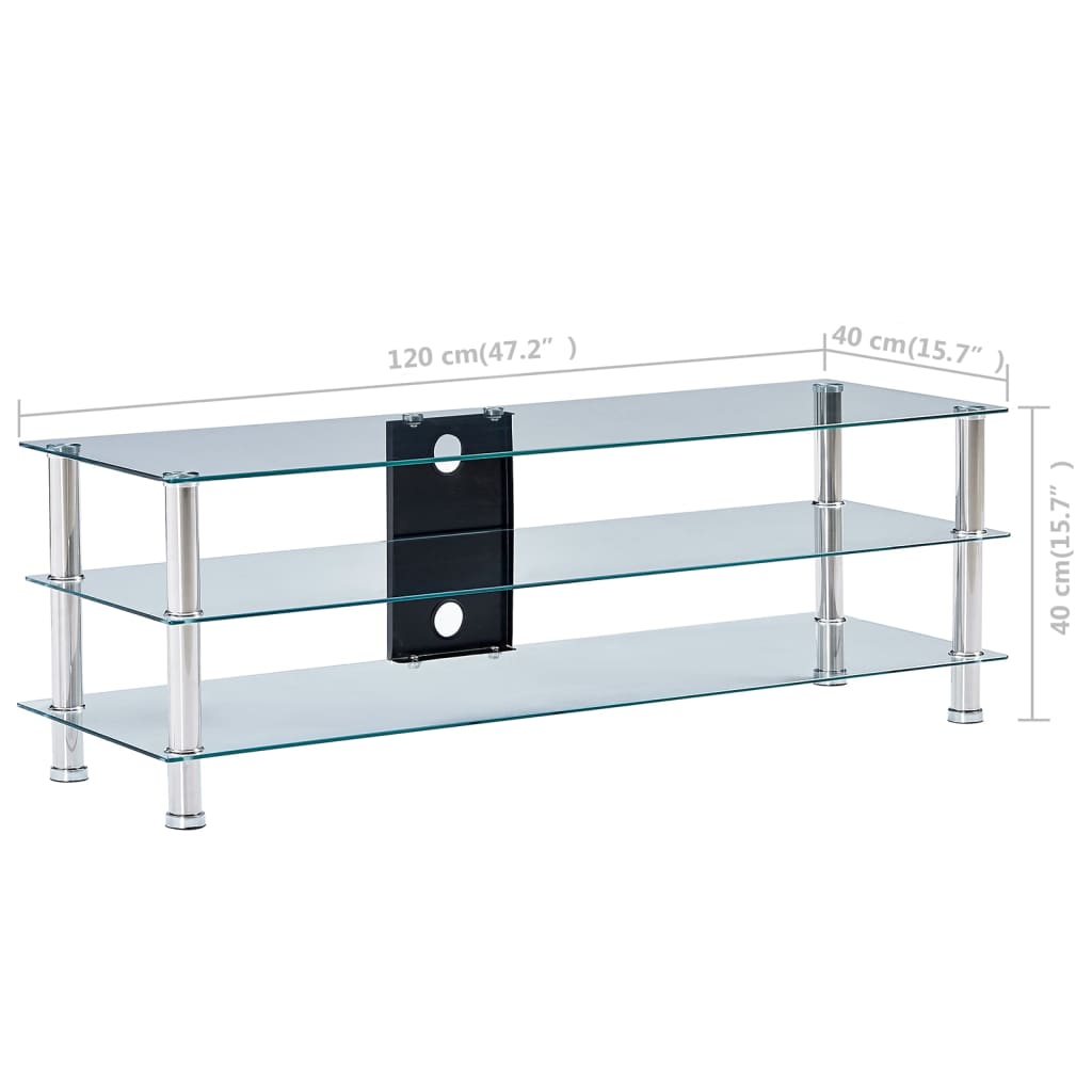 Transparent temperate glass TV cabinet 120x40x40 cm