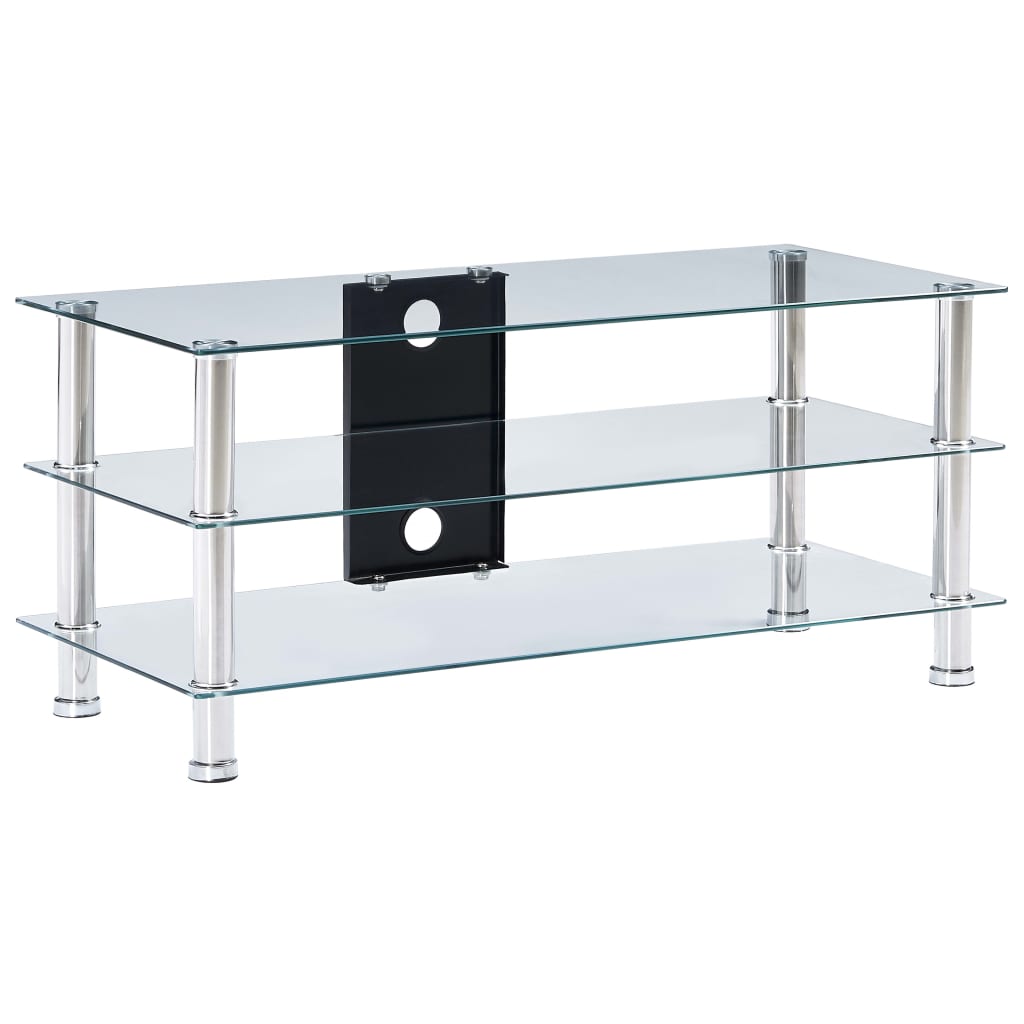 Vetonek Mueble de TV vidrio templado transparente 90x40x40 cm