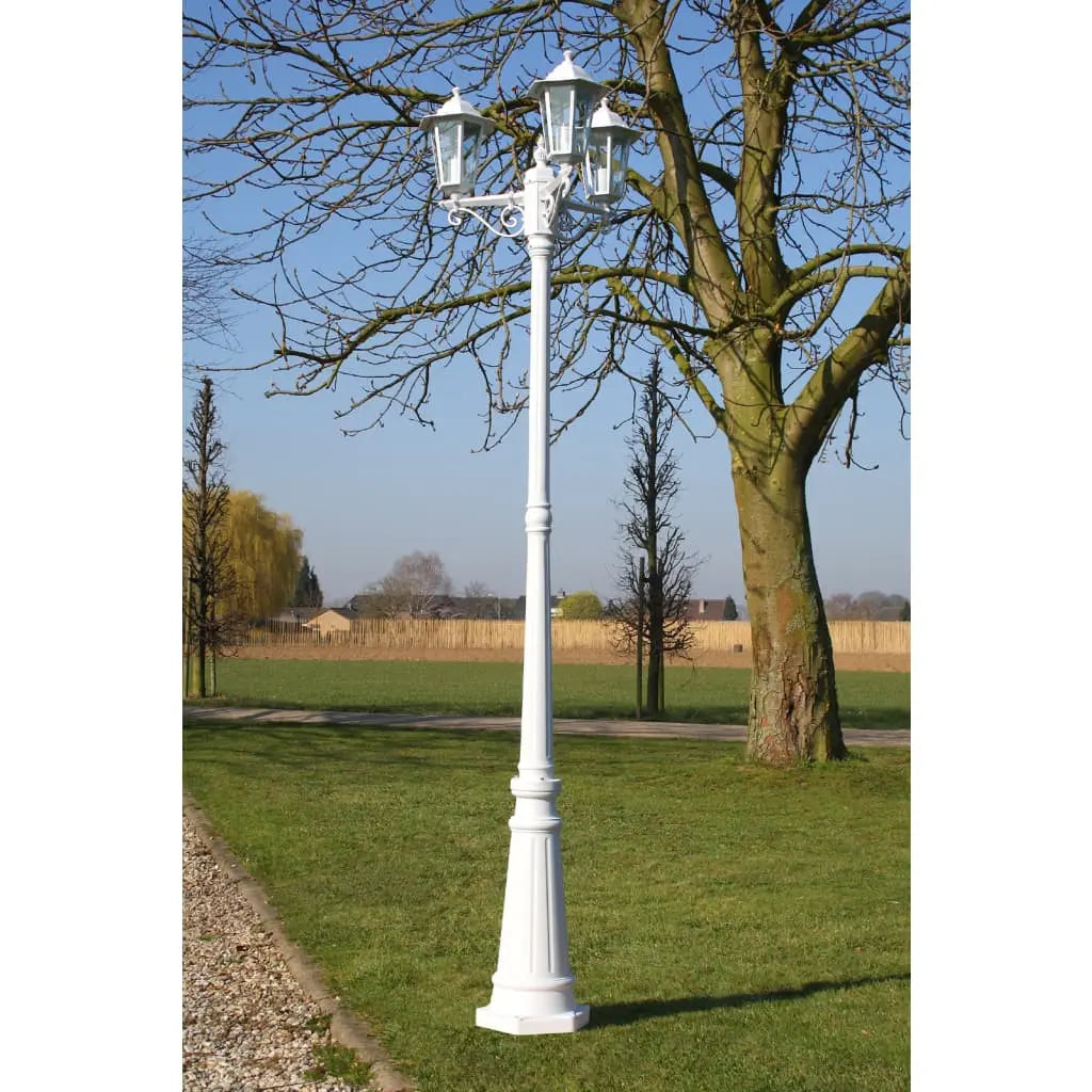 Vetonek Farola de jardín 3 brazos aluminio blanco 215 cm