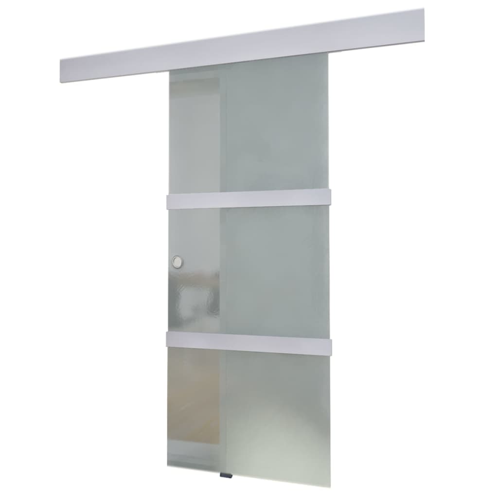 Porta scorrevole in vetro e alluminio 178 cm argento 